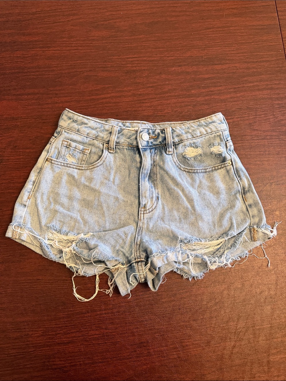 PacSun Light Blue Distressed Denim Cutoff Shorts